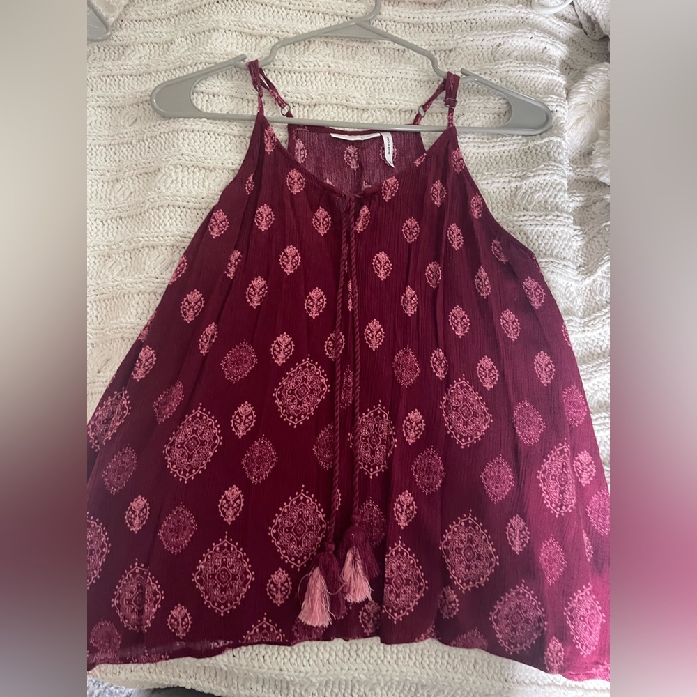 LUQ Rachell Tie Detail Adjustable Spaghetti Strap Halter Top - Dark Pink/Purple